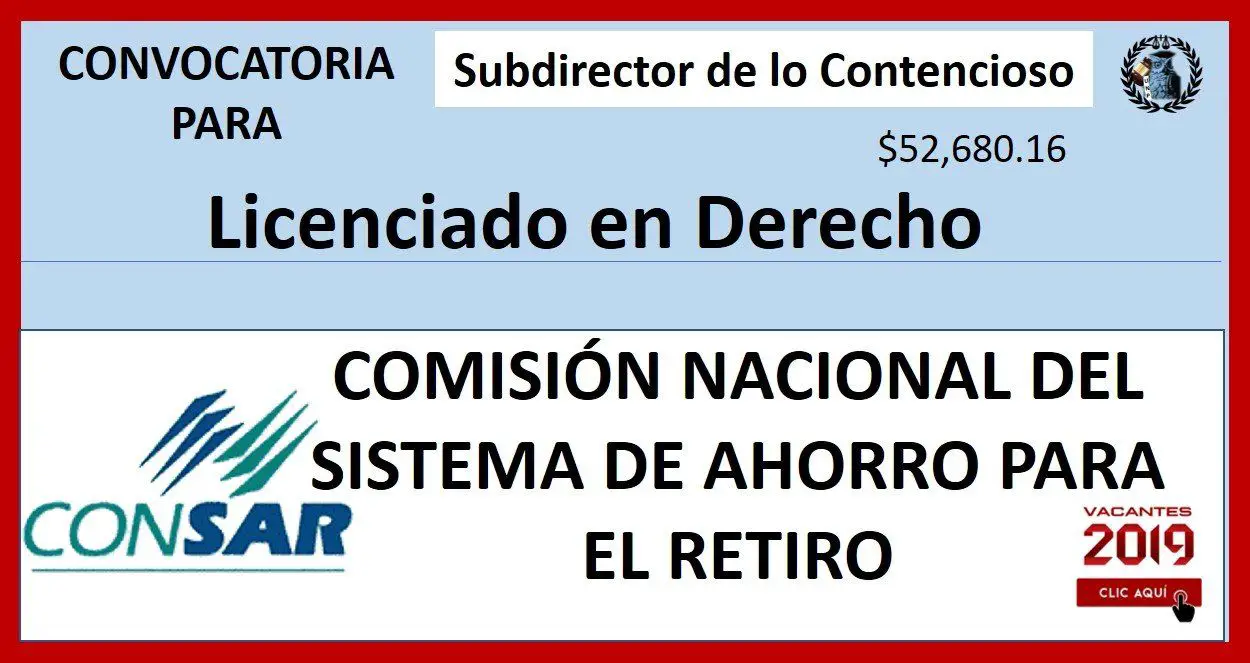 ▷ SUBDIRECTOR(A) DE PROCEDIMIENTOS ADMINISTRATIVOS B » 2020 El Derecho Online 🥇 empleo-para-abogado-en-la-comision-nacional-del-sistema-de-ahorro-para-el-retiro