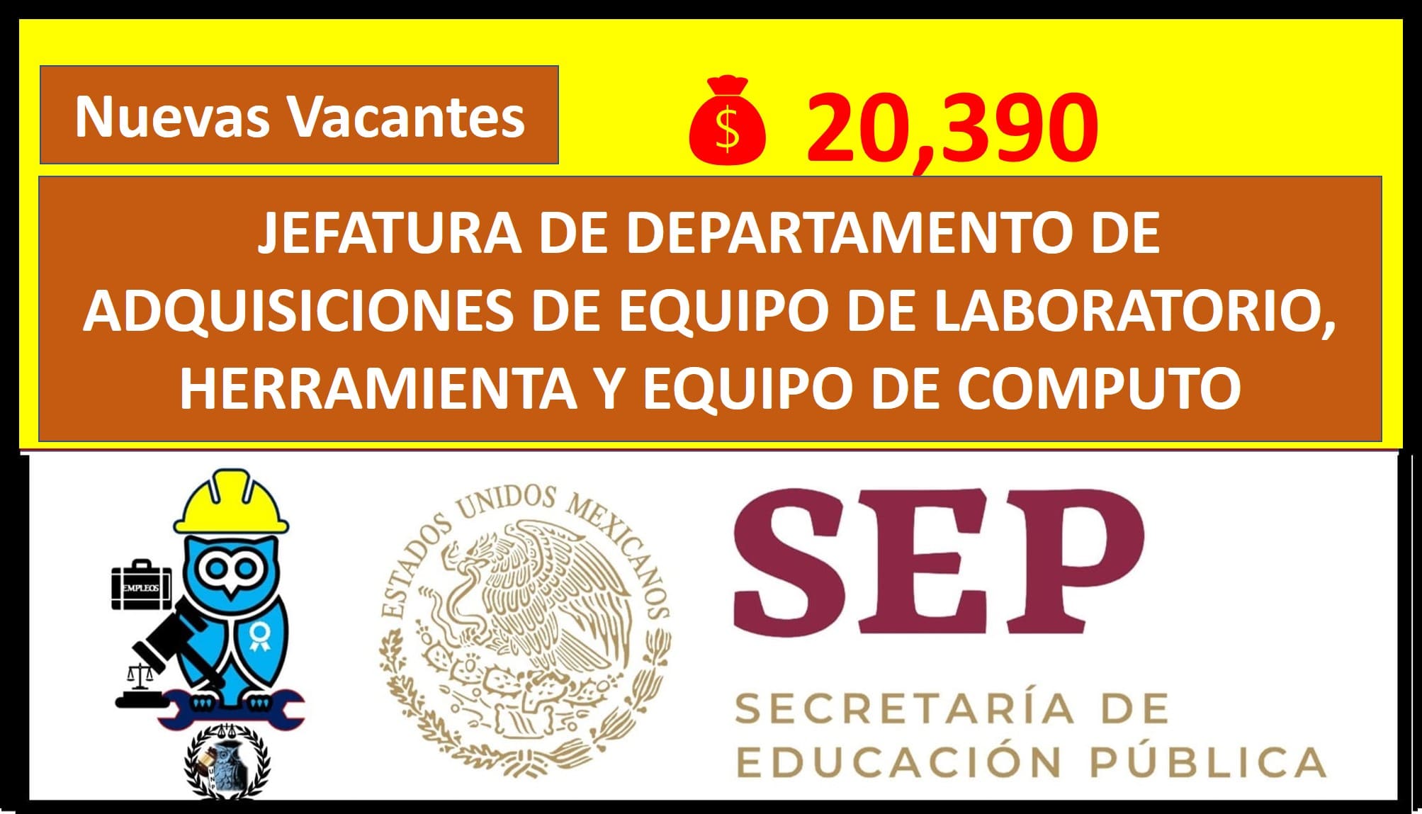 ▷ JEFATURA DE DEPARTAMENTO DE ADQUISICIONES DE EQUIPO DE LABORATORIO, HERRAMIENTA Y EQUIPO DE COMPUTO » 2021 El Derecho Online 🥇 empleos secretaria de educacion publica