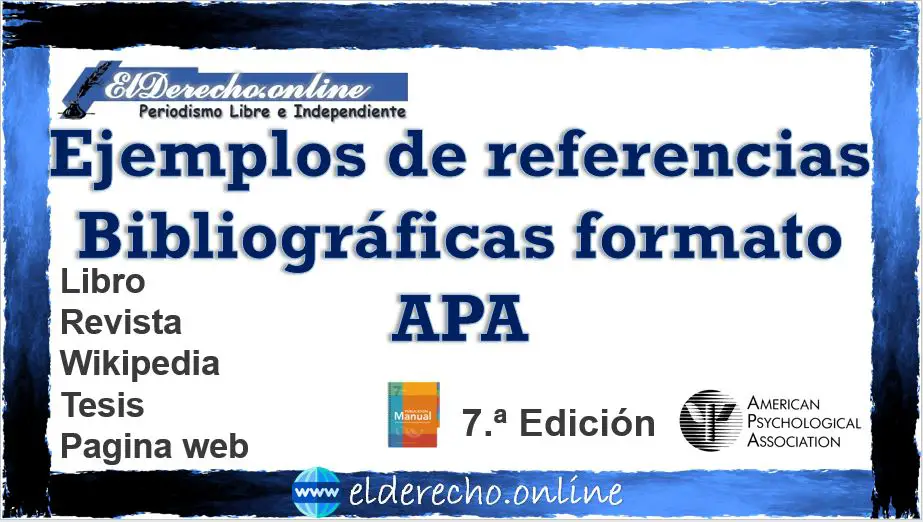 ▷▷ Ejemplos De Referencias Bibliográficas Formato APA ? El Derecho  Online【2023 】