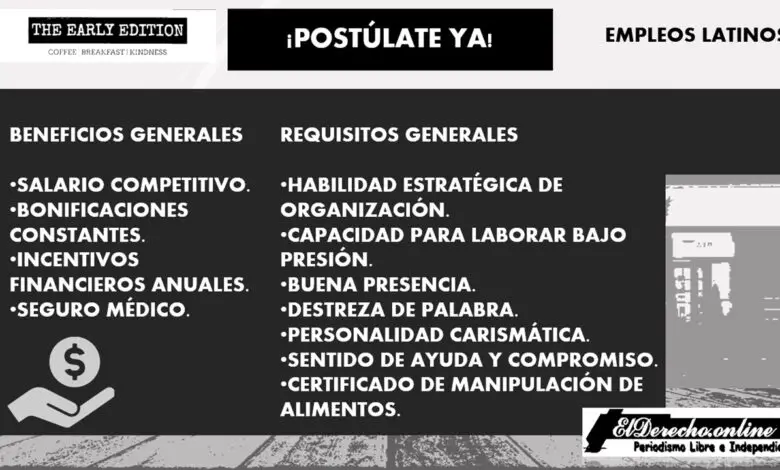▷ Empleos en Restaurante Early Edition 2021-2022 » 2021 El Derecho Online 🥇 restaurante-early-edition