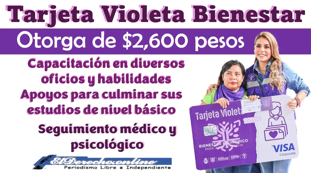 $2,600 para beneficiarios de la Tarjeta Violeta del Bienestar | ¿Cómo solicitarla y que beneficios tiene?