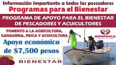 $ 7,500 para Pescadores y Acuicultores para beneficiarios del Programa Bienpesca | Conoce aquí los requisitos