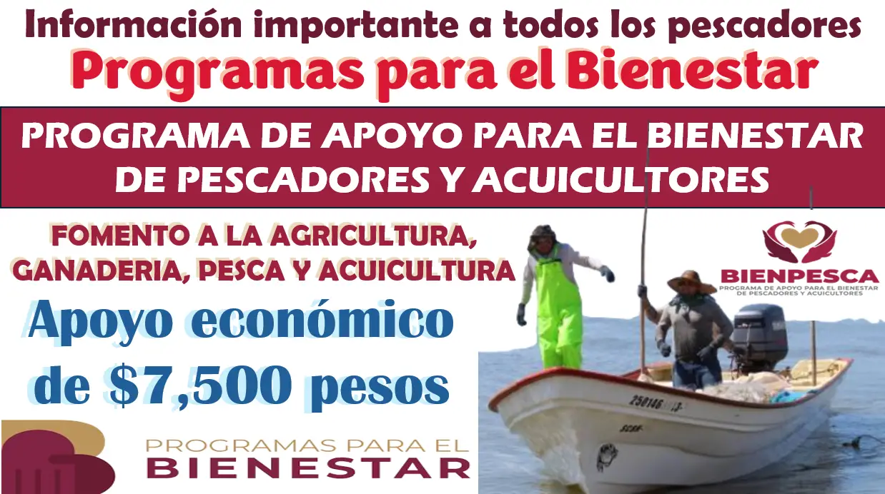 $ 7,500 para Pescadores y Acuicultores para beneficiarios del Programa Bienpesca | Conoce aquí los requisitos