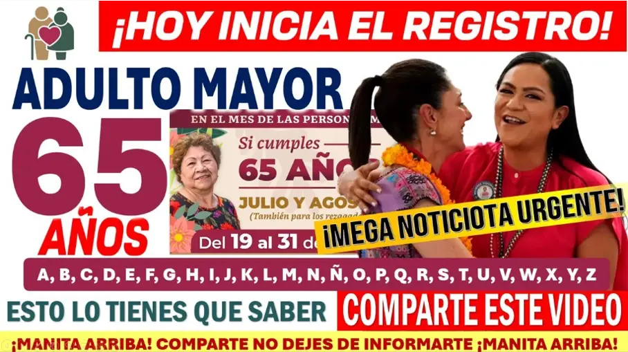 ¡No pierdas la oportunidad! Inicia el registro para la Pensión del Bienestar de Adultos Mayores en Agosto