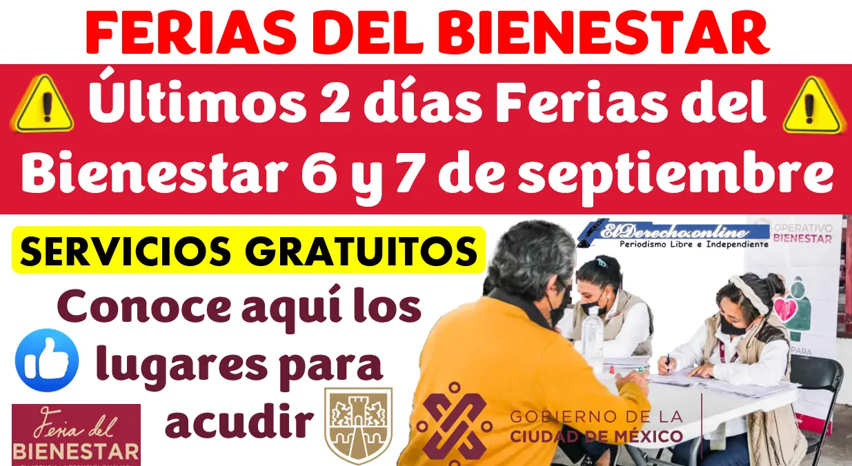 Últimos 2 días Ferias del Bienestar 6 y 7 de septiembre | Conoce aquí los lugares donde podrás recibir SERVICIOS GRATUITOS