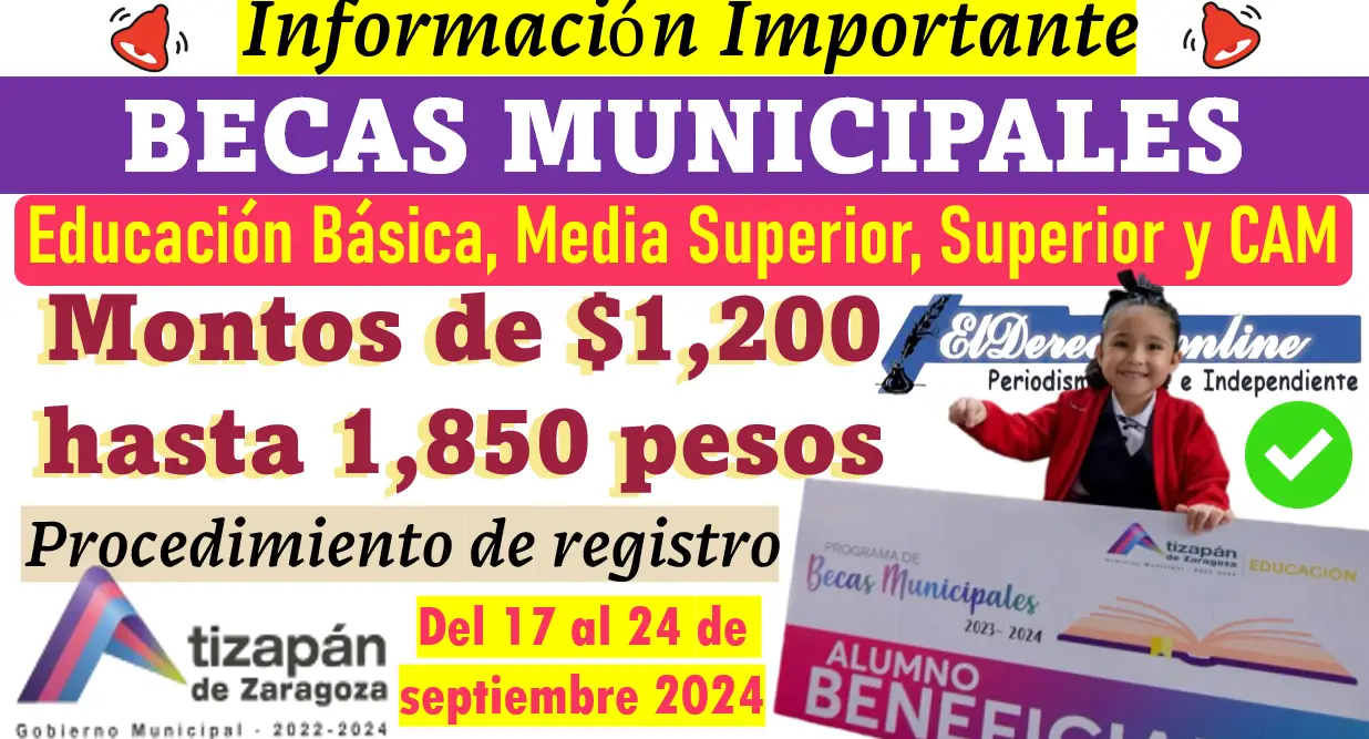 Atizapán "Becas Municipales" Convocatoria abierta | Obtén un apoyo de $1,200 a $1,850 pesos