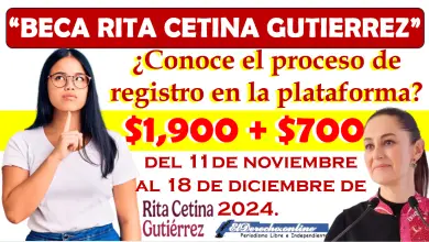 Fecha Oficial de Registro a la Beca Rita Cetina Gutiérrez