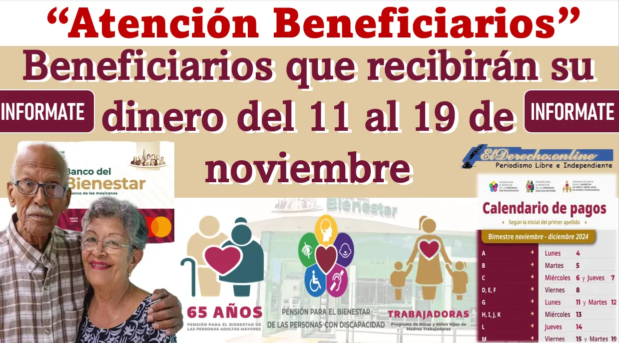 Pensionados que recibirán su dinero del 11 al 19 de noviembre: Atención a esto