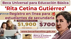 Registro en línea para estudiantes de secundaria | Beca Universal Rita Cetina Gutiérrez