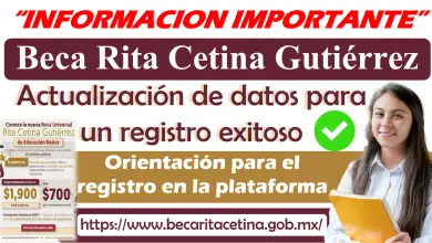 Actualización de datos para un registro exitoso | Beca Rita Cetina Gutiérrez