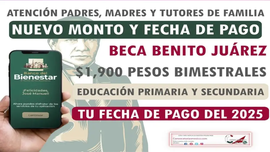 El primer pago de la Beca Benito Juárez 2025 se realizará en Febrero con un Aumento en el Apoyo Económico